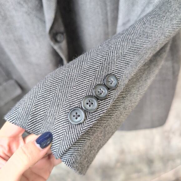Saddlebred Lambswool Blend Herringbone Tailored Suit Coat Men's 54L - Picture 2 of 9